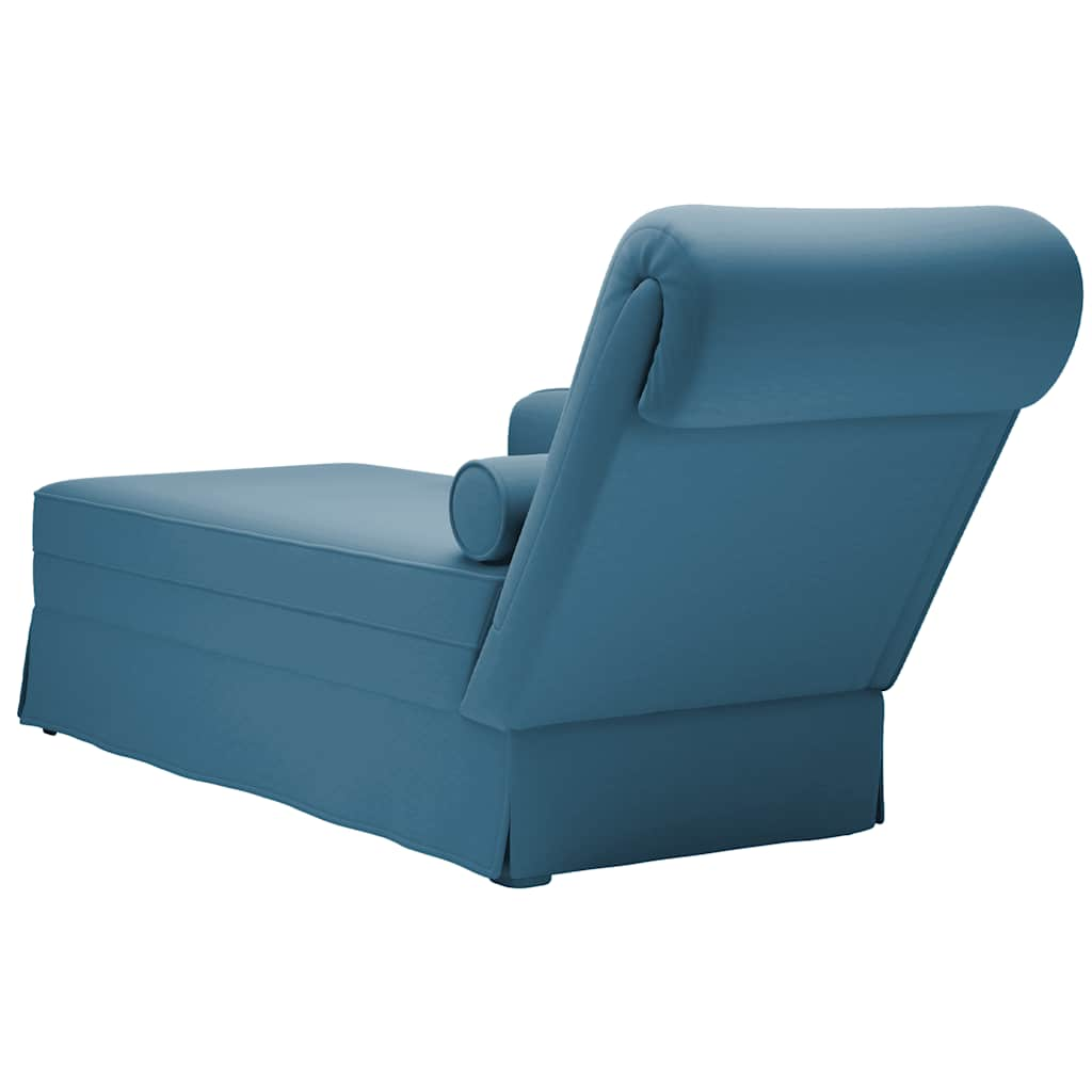 Chaise longue met bolster en rechterarmleuning fluweel blauw