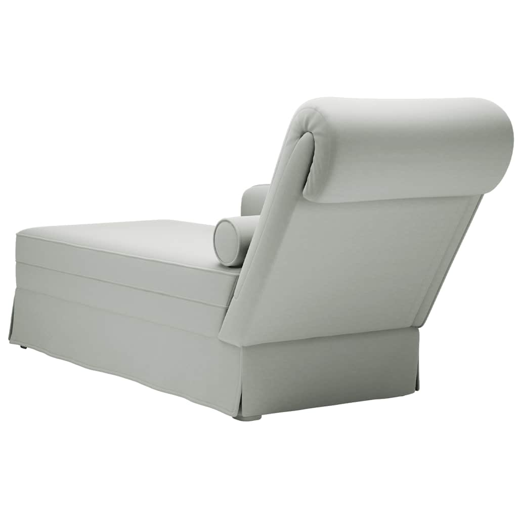 Chaise longue met bolster&rechterarmleuning fluweel lichtgrijs