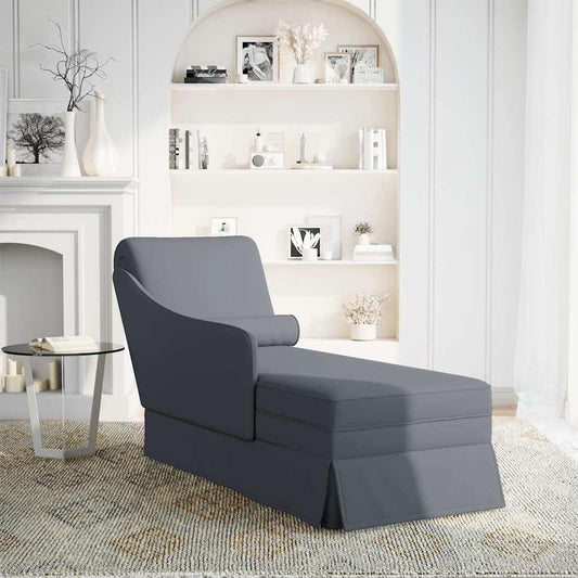 Chaise longue met bolster&rechterarmleuning fluweel donkergrijs