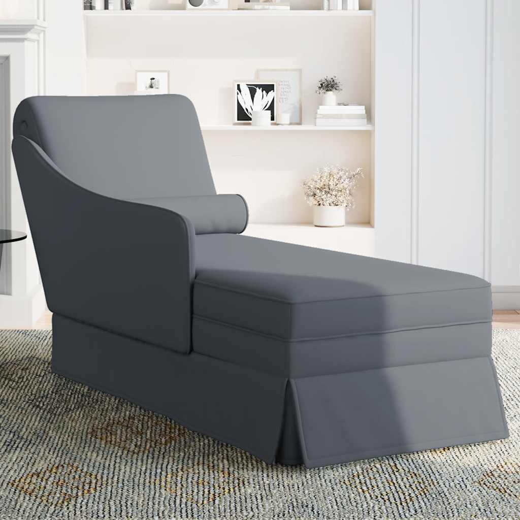 Chaise longue met bolster&rechterarmleuning fluweel donkergrijs