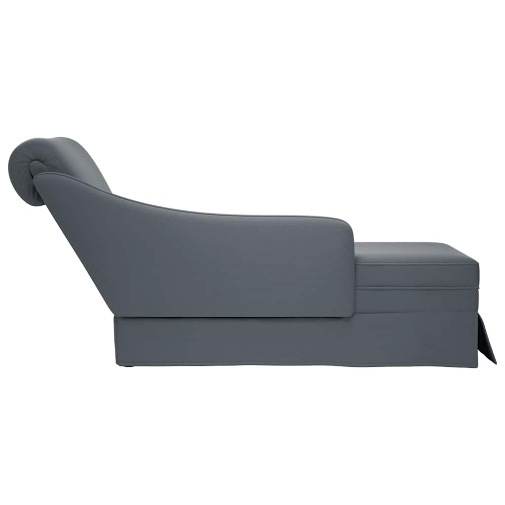 Chaise longue met bolster&rechterarmleuning fluweel donkergrijs