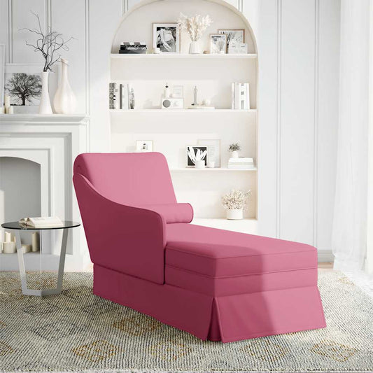 Chaise longue met bolster en rechterarmleuning fluweel wijnrood