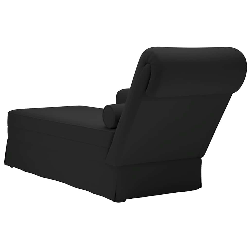 Chaise longue met bolster en rechterarmleuning fluweel zwart