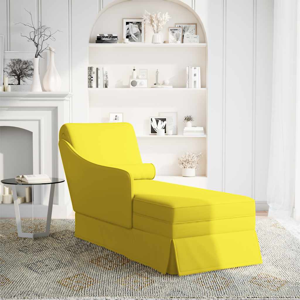 Chaise longue met bolster en rechterarmleuning fluweel geel