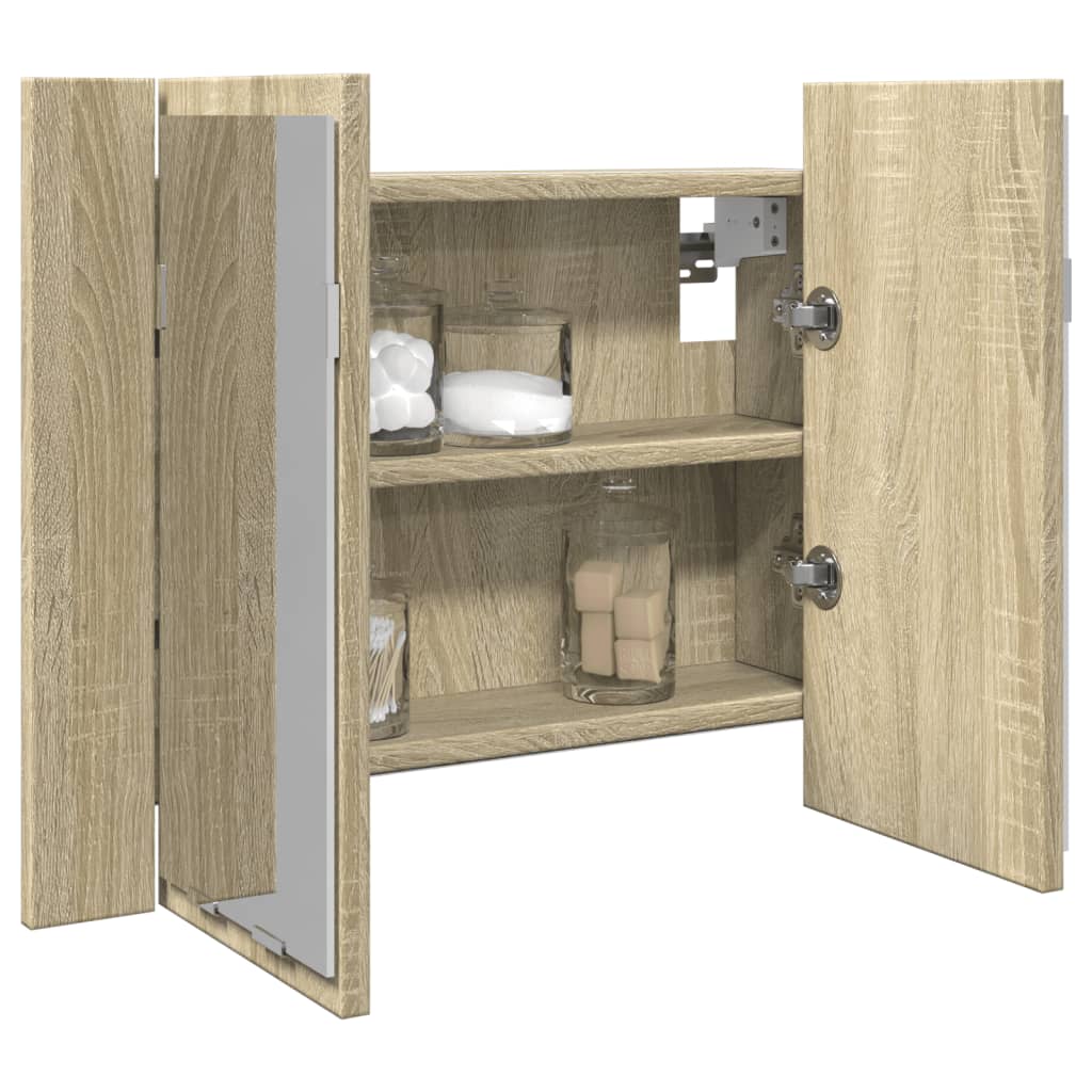 Spiegelkast LED 60x12x45 cm bewerkt hout sonoma eikenkleurig