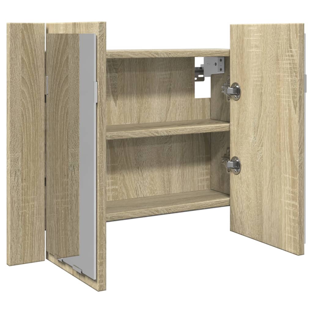 Spiegelkast LED 60x12x45 cm bewerkt hout sonoma eikenkleurig