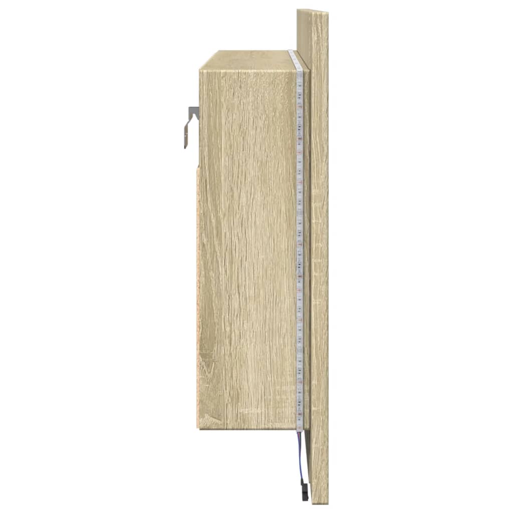 Spiegelkast LED 80x12x45 cm bewerkt hout sonoma eikenkleurig