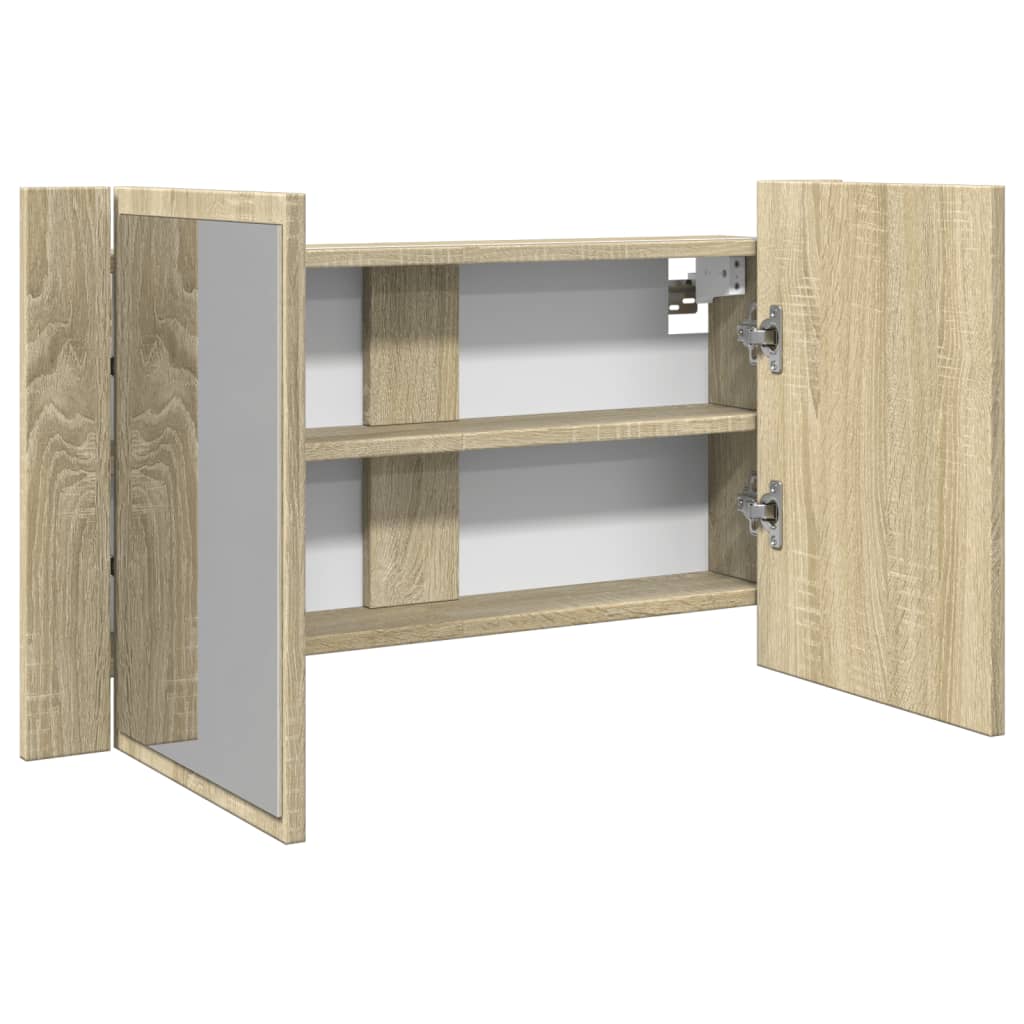 Spiegelkast LED 80x12x45 cm bewerkt hout sonoma eikenkleurig