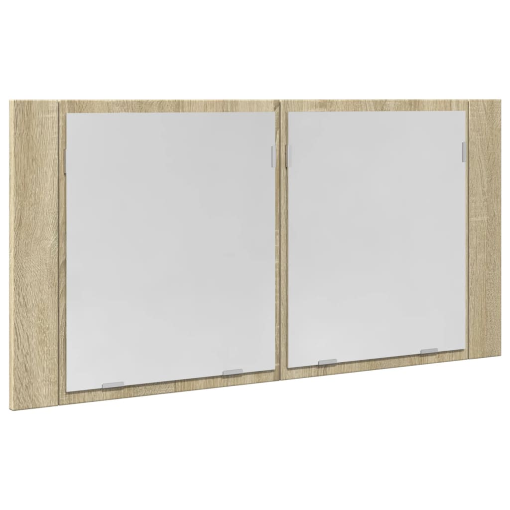 Spiegelkast LED 90x12x45 cm bewerkt hout sonoma eikenkleurig