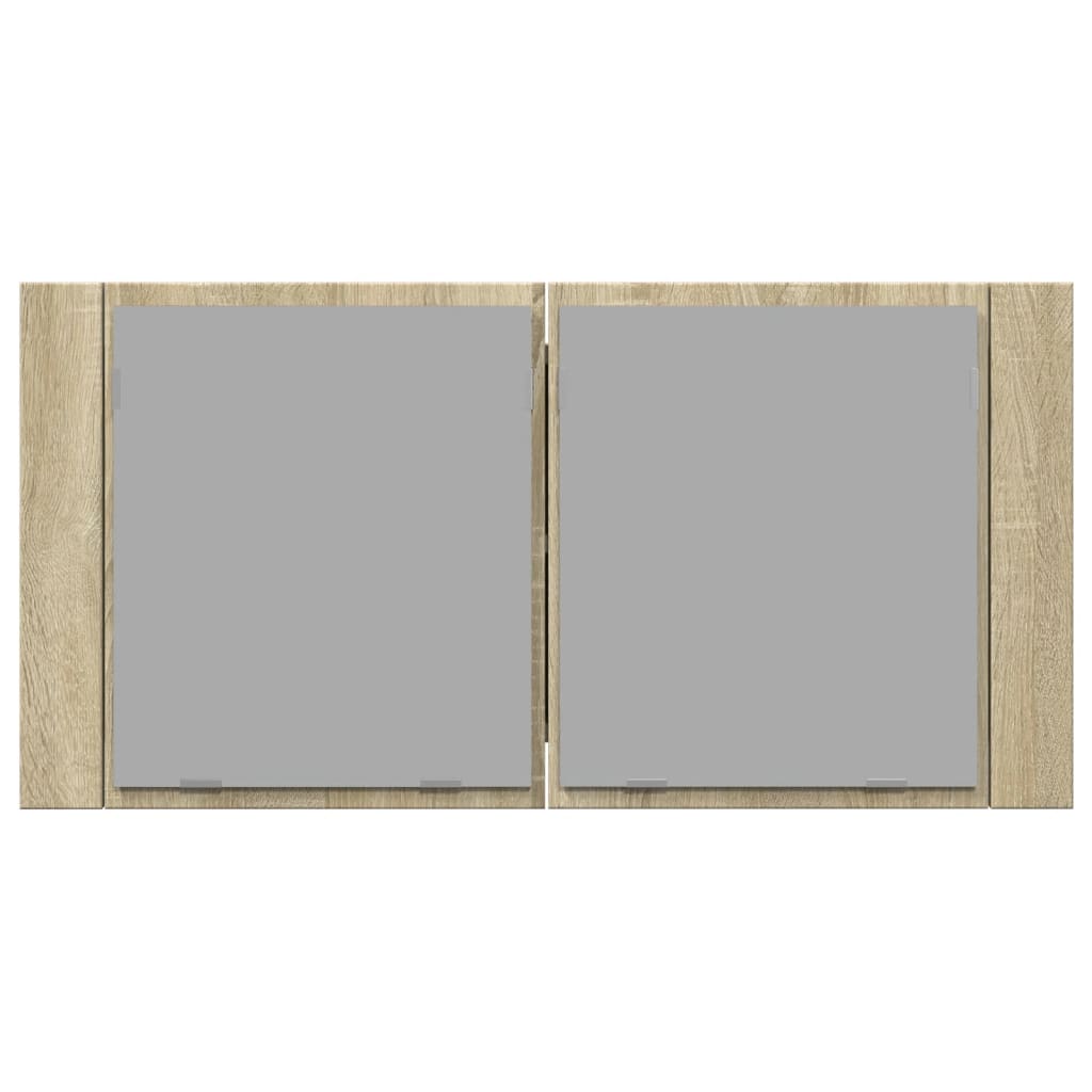 Spiegelkast LED 90x12x45 cm bewerkt hout sonoma eikenkleurig