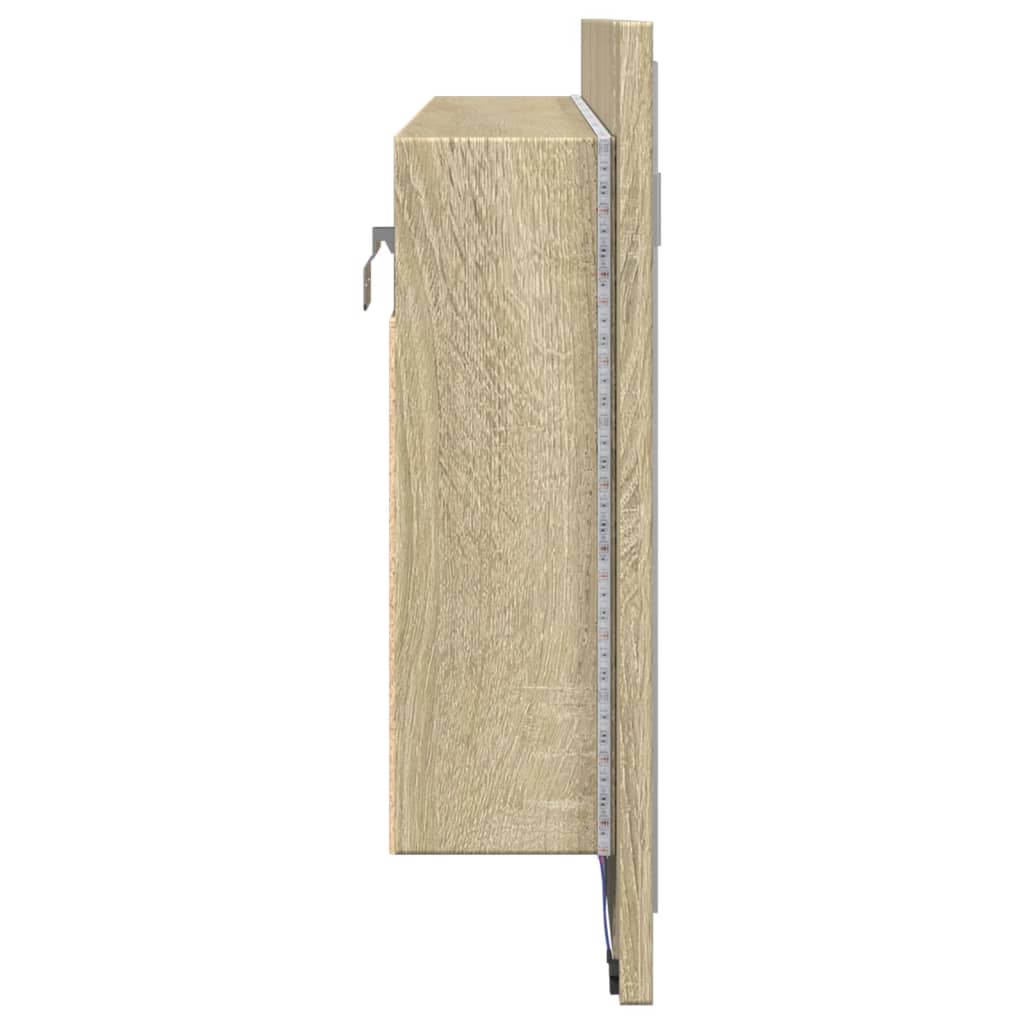 Spiegelkast LED 90x12x45 cm bewerkt hout sonoma eikenkleurig