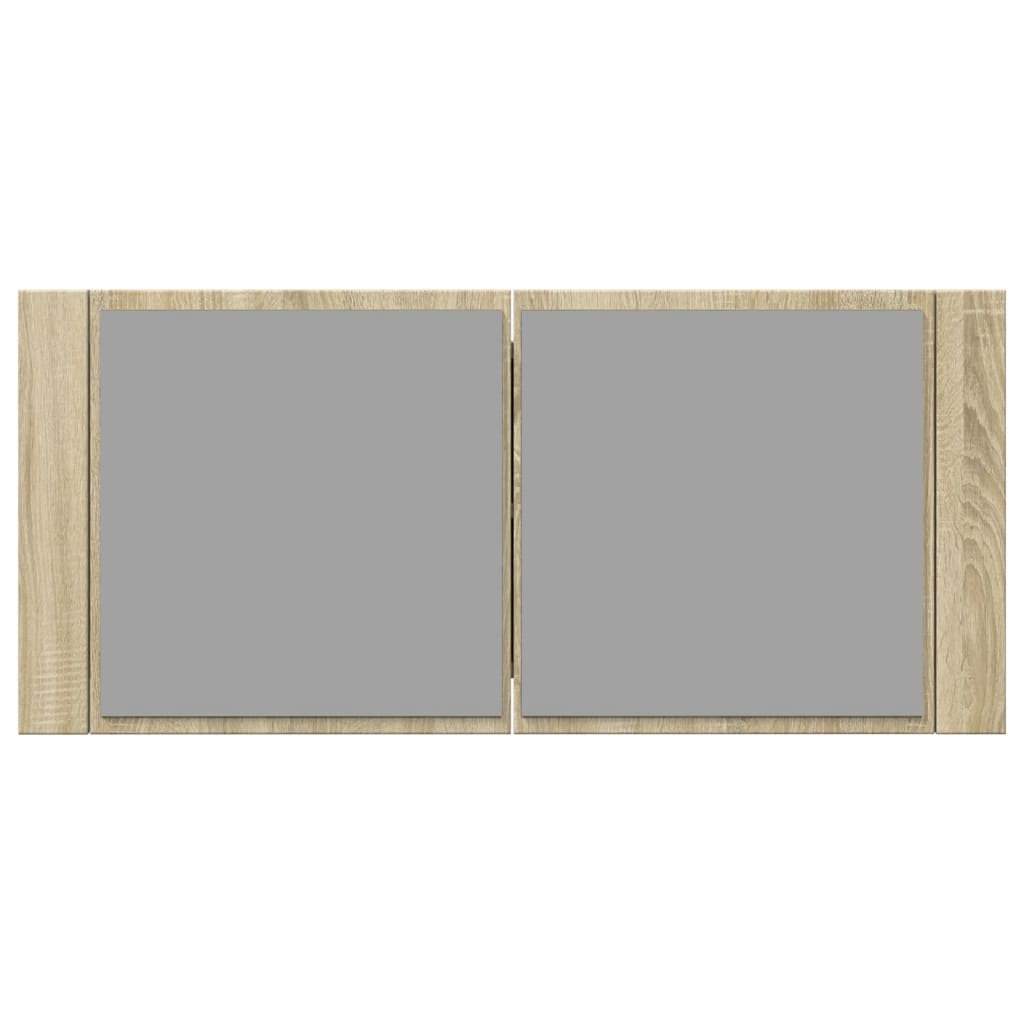 Spiegelkast LED 100x12x45 cm bewerkt hout sonoma eikenkleurig