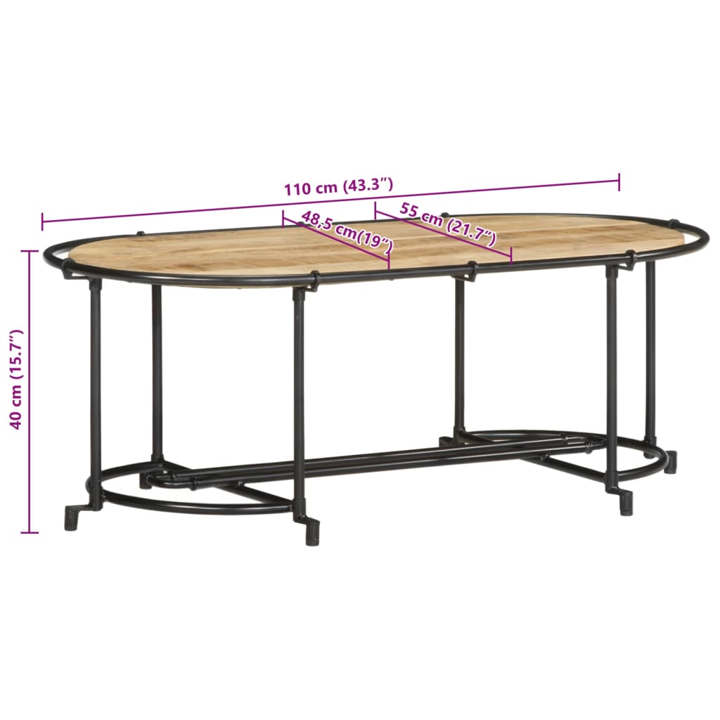 Salontafel 110x55x40 cm massief ruw mangohout