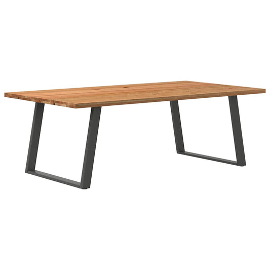 Eettafel rechthoekig 220x120x74 cm massief eikenhout lichtbruin