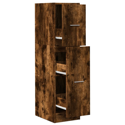 Apothekerskast 30x41x118 cm bewerkt hout gerookt eikenkleurig