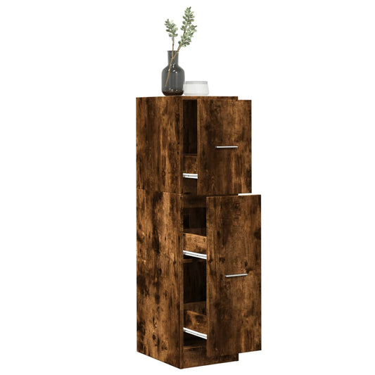 Apothekerskast 30x41x118 cm bewerkt hout gerookt eikenkleurig