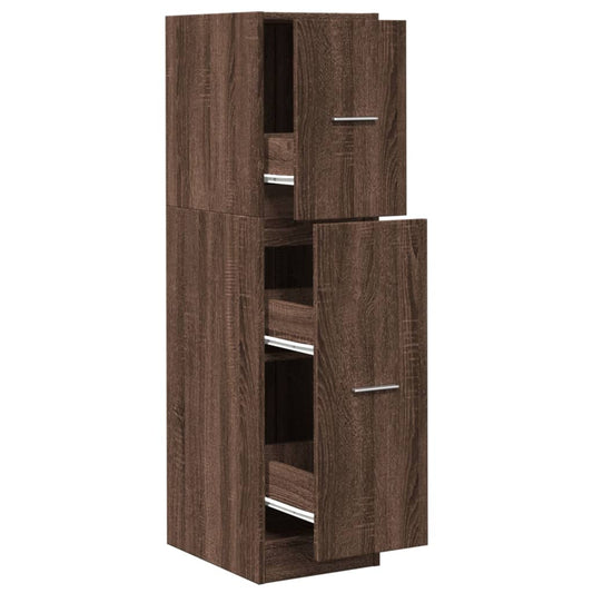 Apothekerskast 30x41x118 cm bewerkt hout bruin eikenkleurig