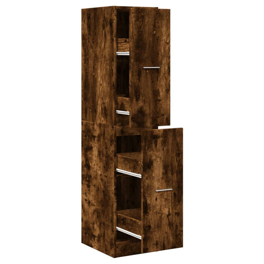 Apothekerskast 30x41x144,5 cm bewerkt hout gerookt eikenkleurig