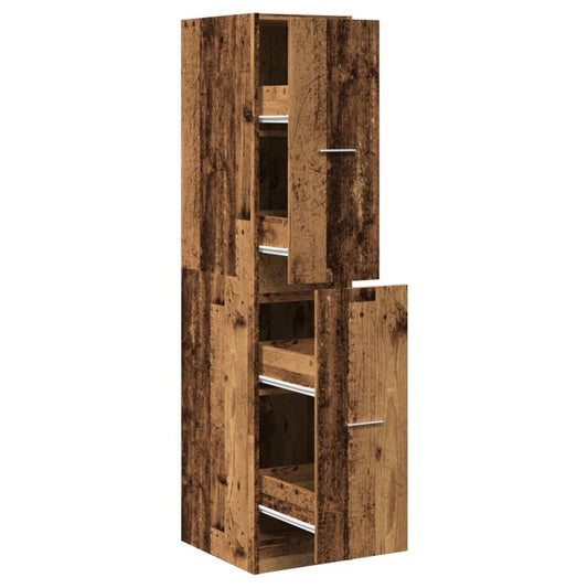 Apothekerskast 30x41x144,5 cm bewerkt hout oud houtkleurig