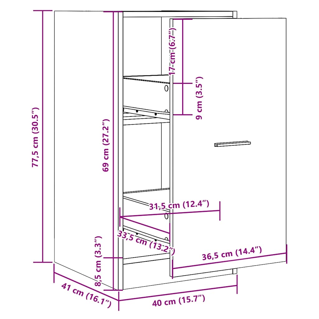 Apothekerskast 40x41x77,5 cm bewerkt hout zwart