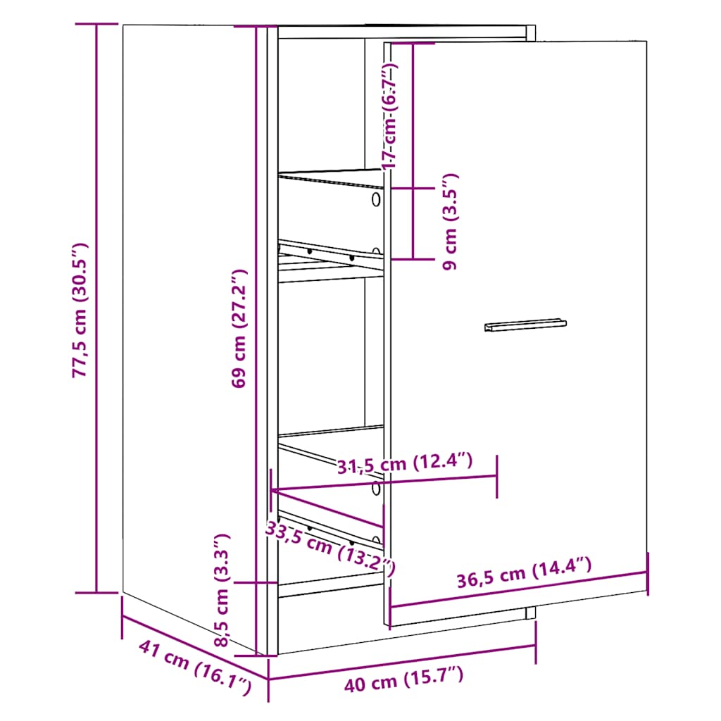 Apothekerskast 40x41x77,5 cm bewerkt hout bruin eikenkleurig