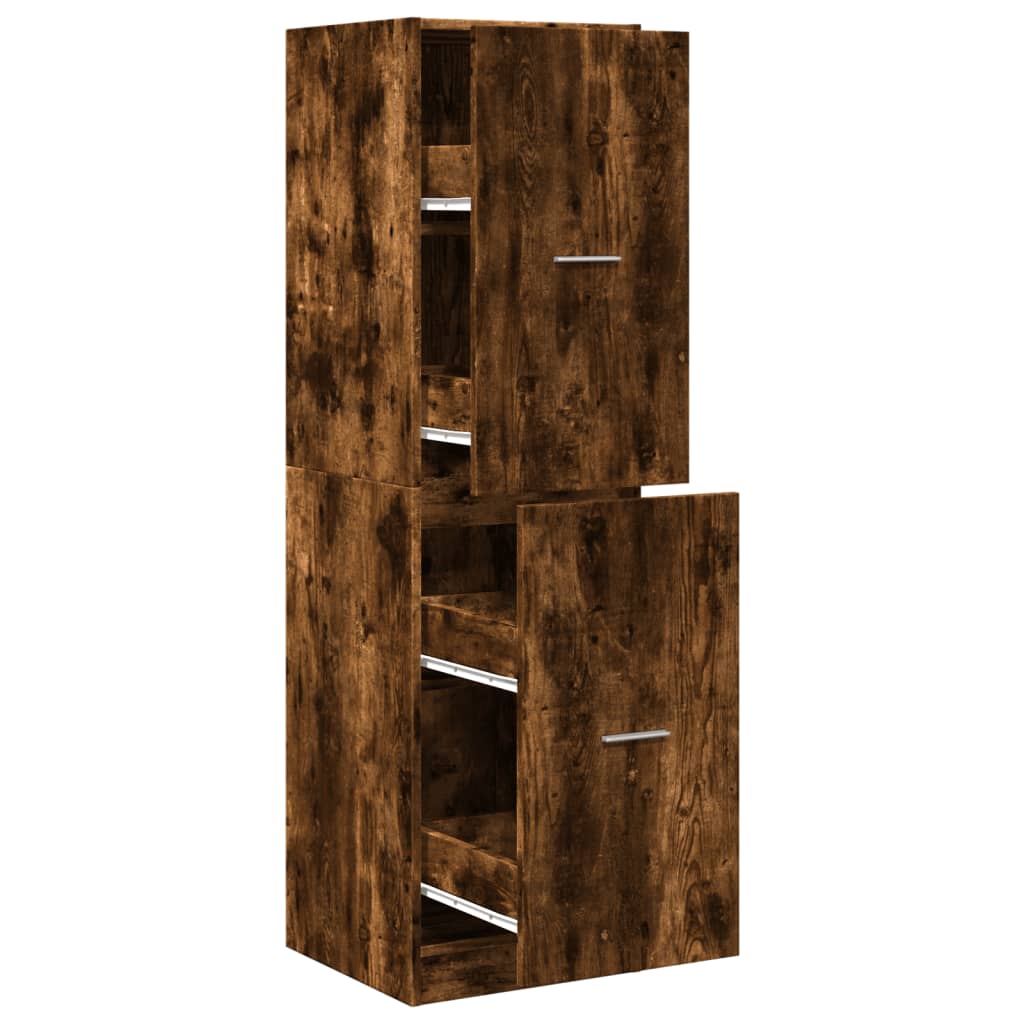 Apothekerskast 40x41x144,5 cm bewerkt hout gerookt eikenkleurig