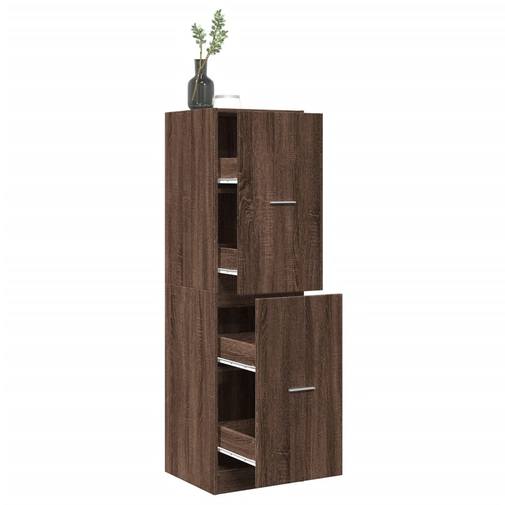 Apothekerskast 40x41x144,5 cm bewerkt hout bruin eikenkleurig