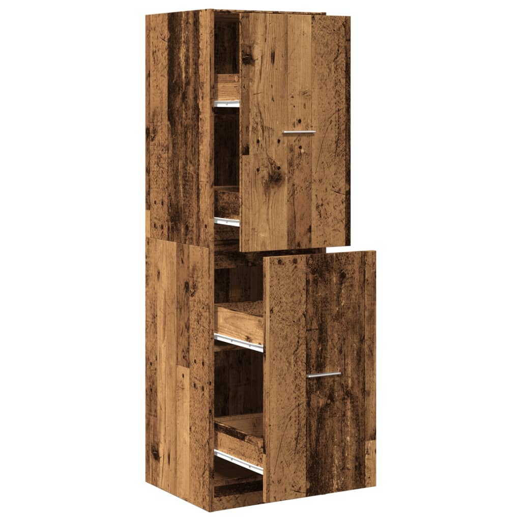 Apothekerskast 40x41x144,5 cm bewerkt hout oud houtkleurig