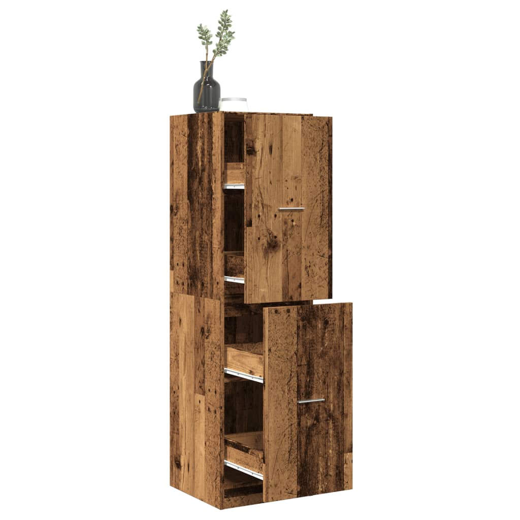 Apothekerskast 40x41x144,5 cm bewerkt hout oud houtkleurig