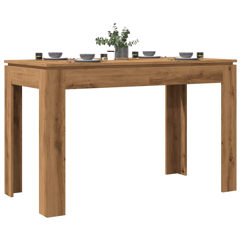 Eettafel 120x60x76 cm bewerkt hout artisanaal eikenkleur