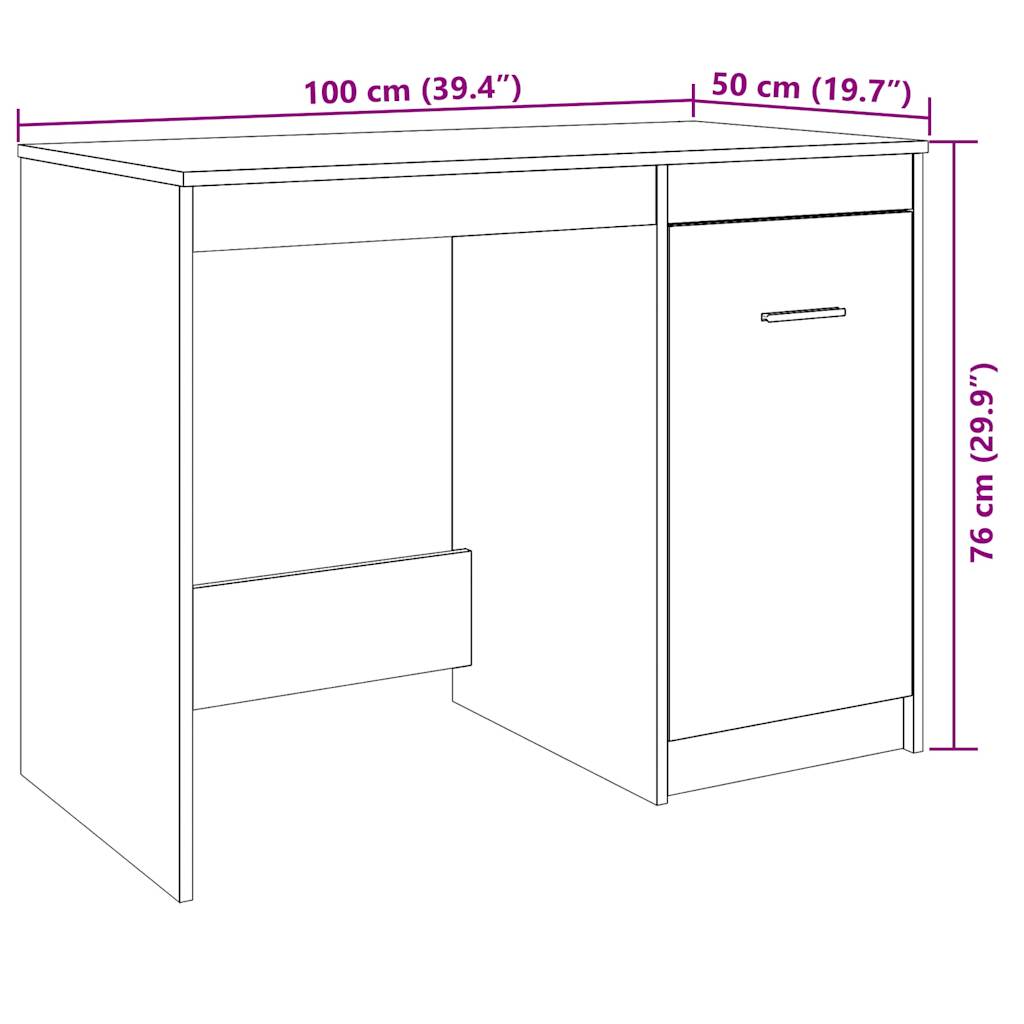 Bureau 100x50x76 cm bewerkt hout oud houtkleurig