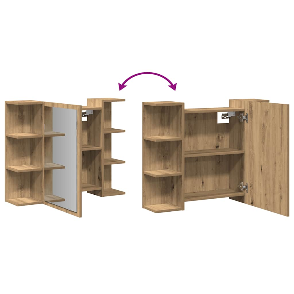 Badkamerspiegelkast 80x20,5x64 cm bewerkt hout artisanaal eiken