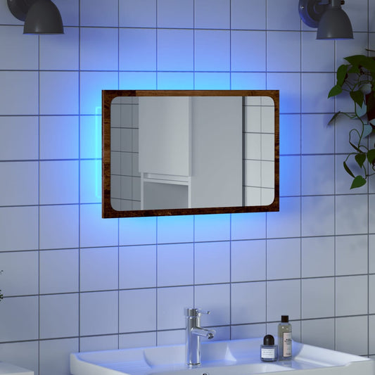 Badkamerspiegel met LED 60x8,5x38 cm oud houtkleurig