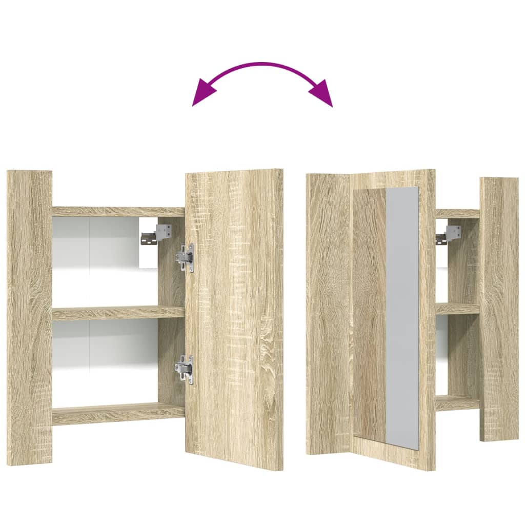 Badkamerspiegelkast met LED 40x12x45 cm sonoma eikenkleurig