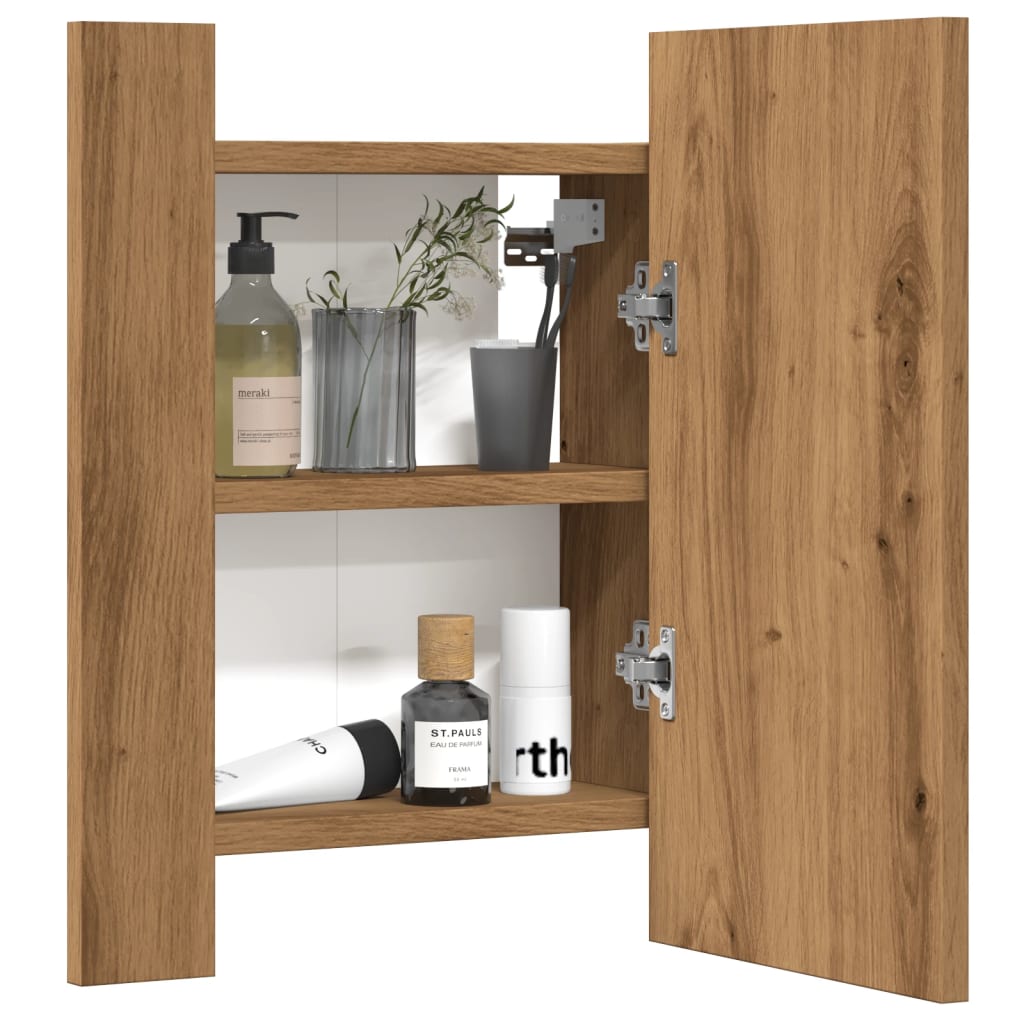 Badkamerspiegelkast LED 40x12x45 cm bewerkt hout artisan eiken