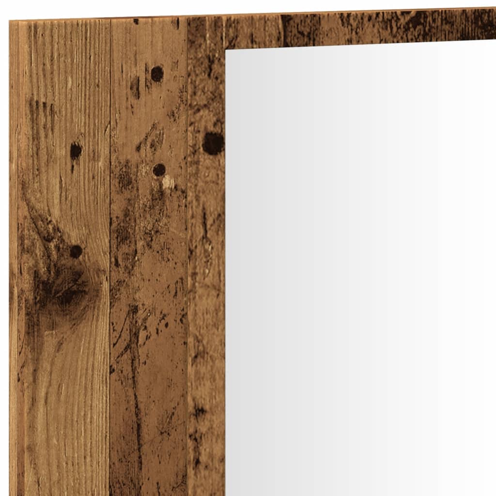 Spiegelkast LED 90x12x45 cm bewerkt hout oud houtkleurig