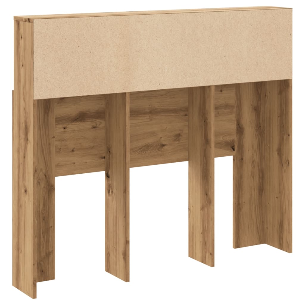 Hoofdbordkast 120x19x103,5 cm bewerkt hout artisanaal eiken