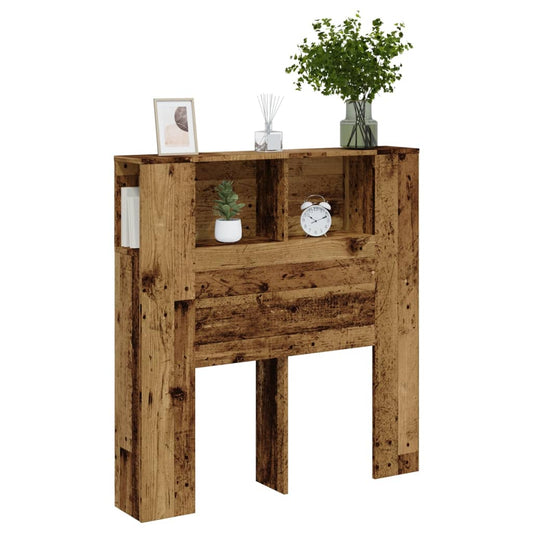 Hoofdbordkast 100x19x104,5 cm bewerkt hout oud houtkleurig