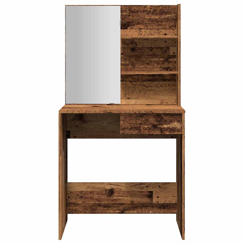 Kaptafel met spiegel 74,5x40x141 cm oud houtkleurig