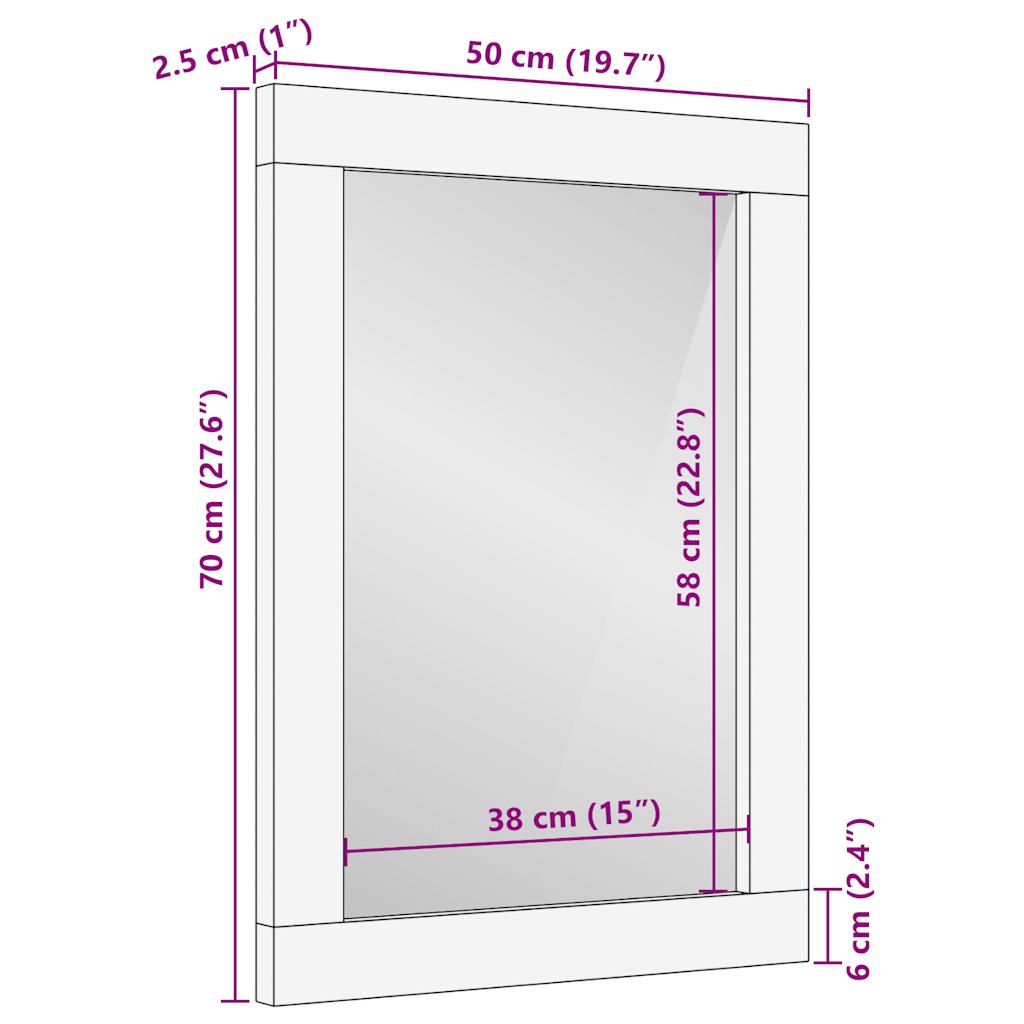 Badkamerspiegel 50x70 cm massief mangohout en glas