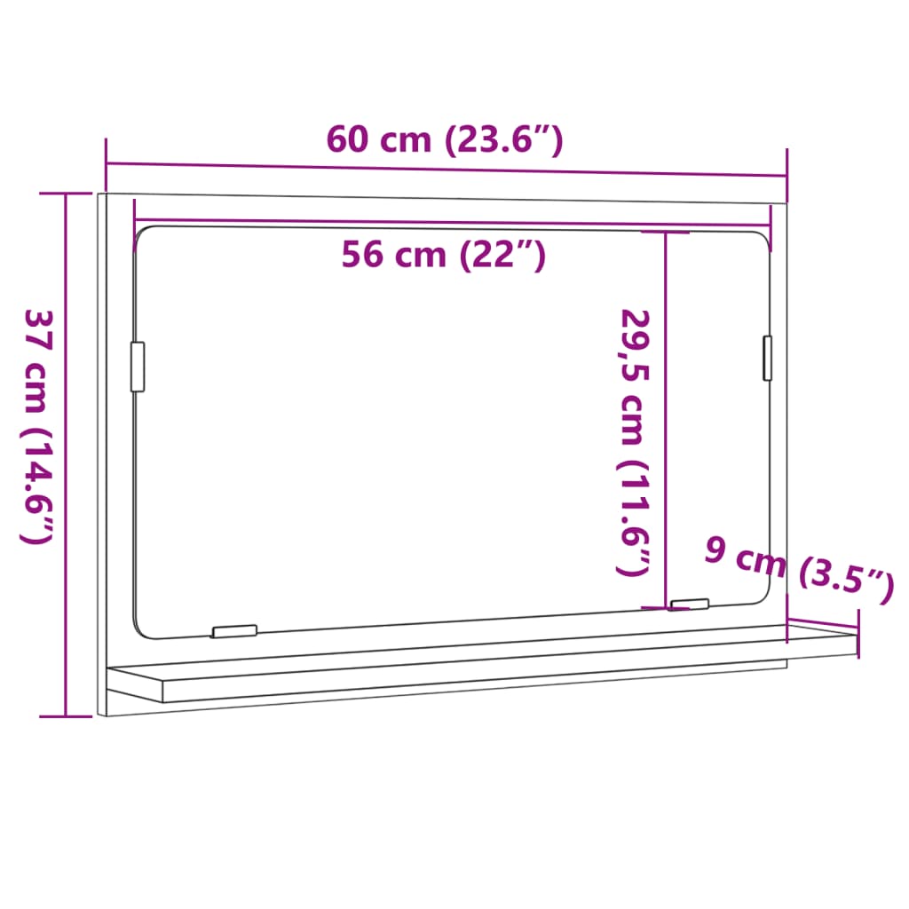 Badkamerspiegelkast 60x11x37 cm bewerkt hout oud houtkleurig