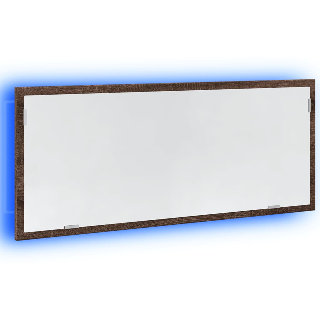 Badkamerspiegel met LED 100x8,5x37 cm bewerkt hout bruin eiken