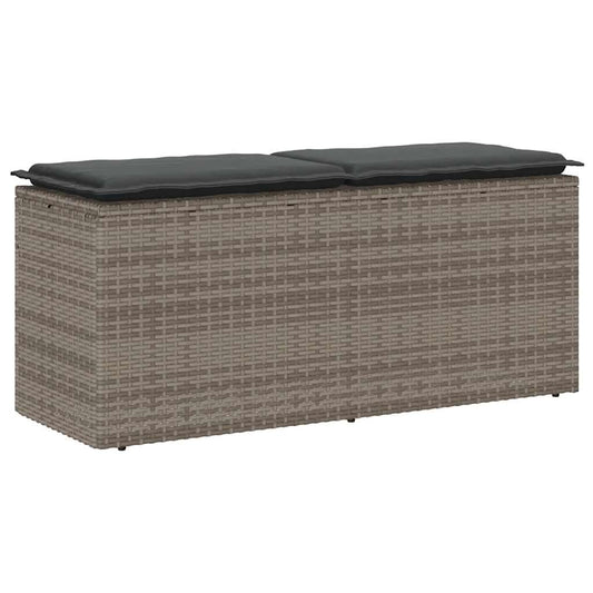 Tuinbank met kussen 110x40x44 cm poly rattan grijs