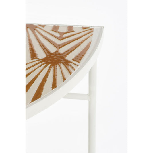 Table murale d&#39;extérieur Odile - L63 x l33 x H71 cm - Métal - Marron, Blanc