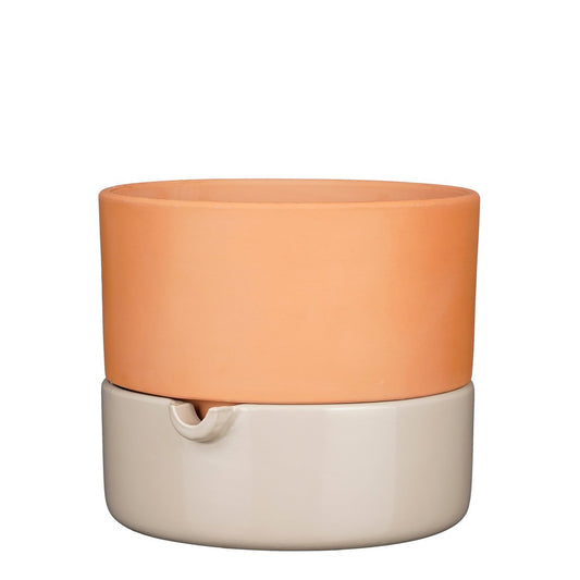 Venna Bloempot met Bewateringssysteem - H20,5 x Ø24 cm - Terracotta - Beige