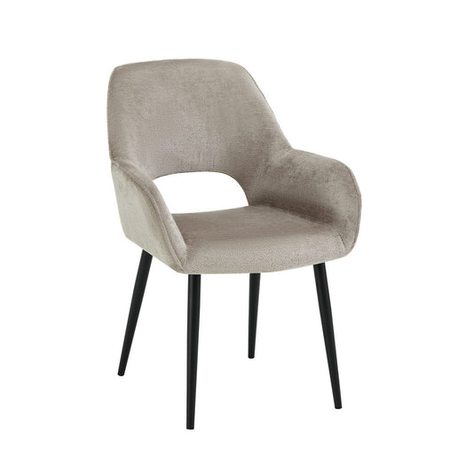 Chaise de repas avec accoudoirs Levi Taupe Tissu