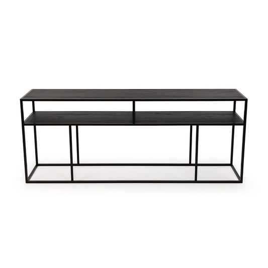 Stalux Side-table 'Teun' 200cm, kleur zwart / zwart eiken