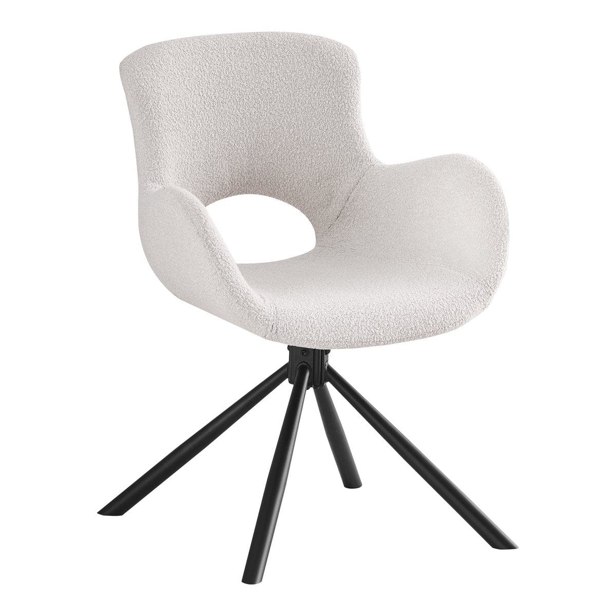 House Nordic ApS Amorim Dining Chair - Eetkamerstoel, in bouclé gebroken wit met draaiknop - Set van 2