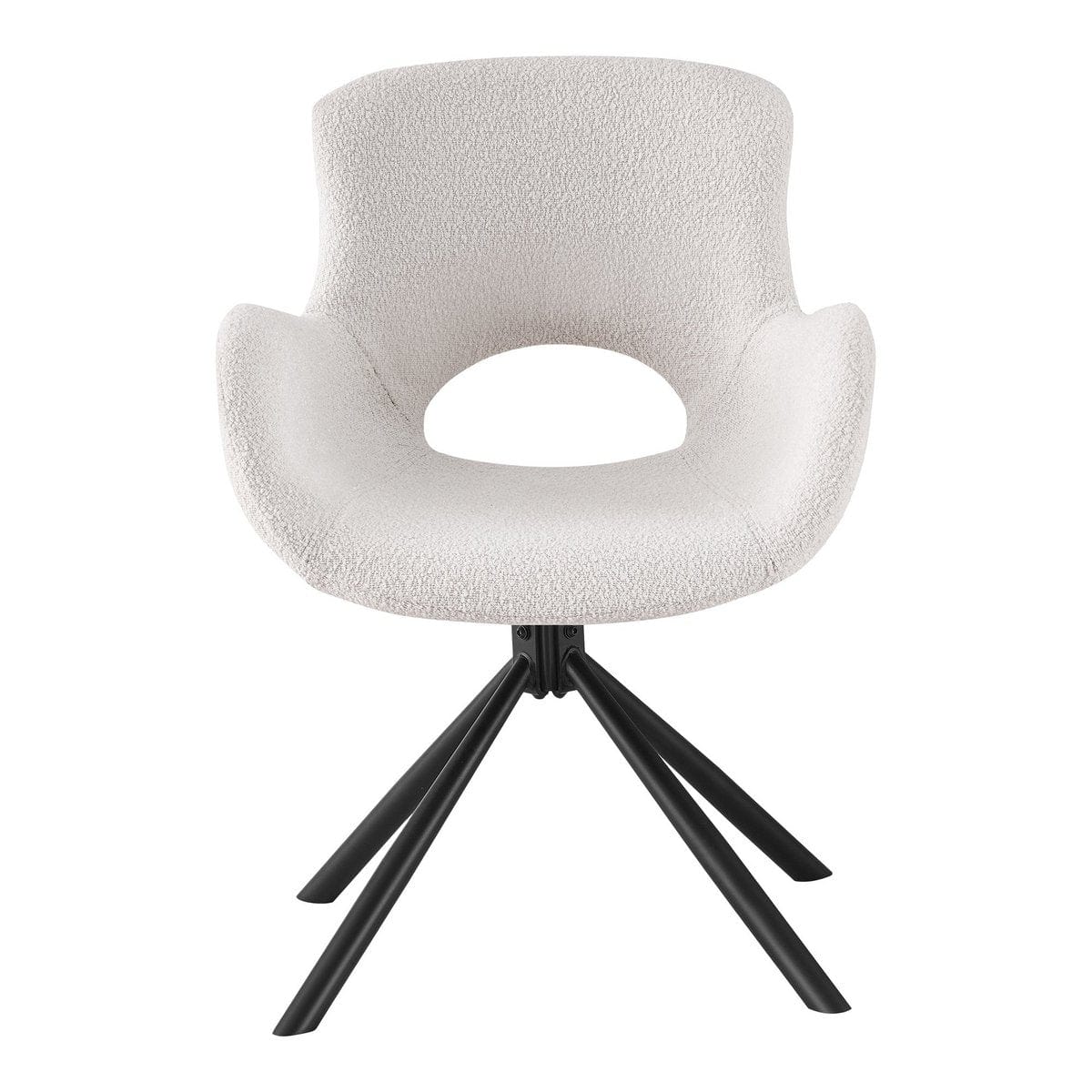 House Nordic ApS Amorim Dining Chair - Eetkamerstoel, in bouclé gebroken wit met draaiknop - Set van 2