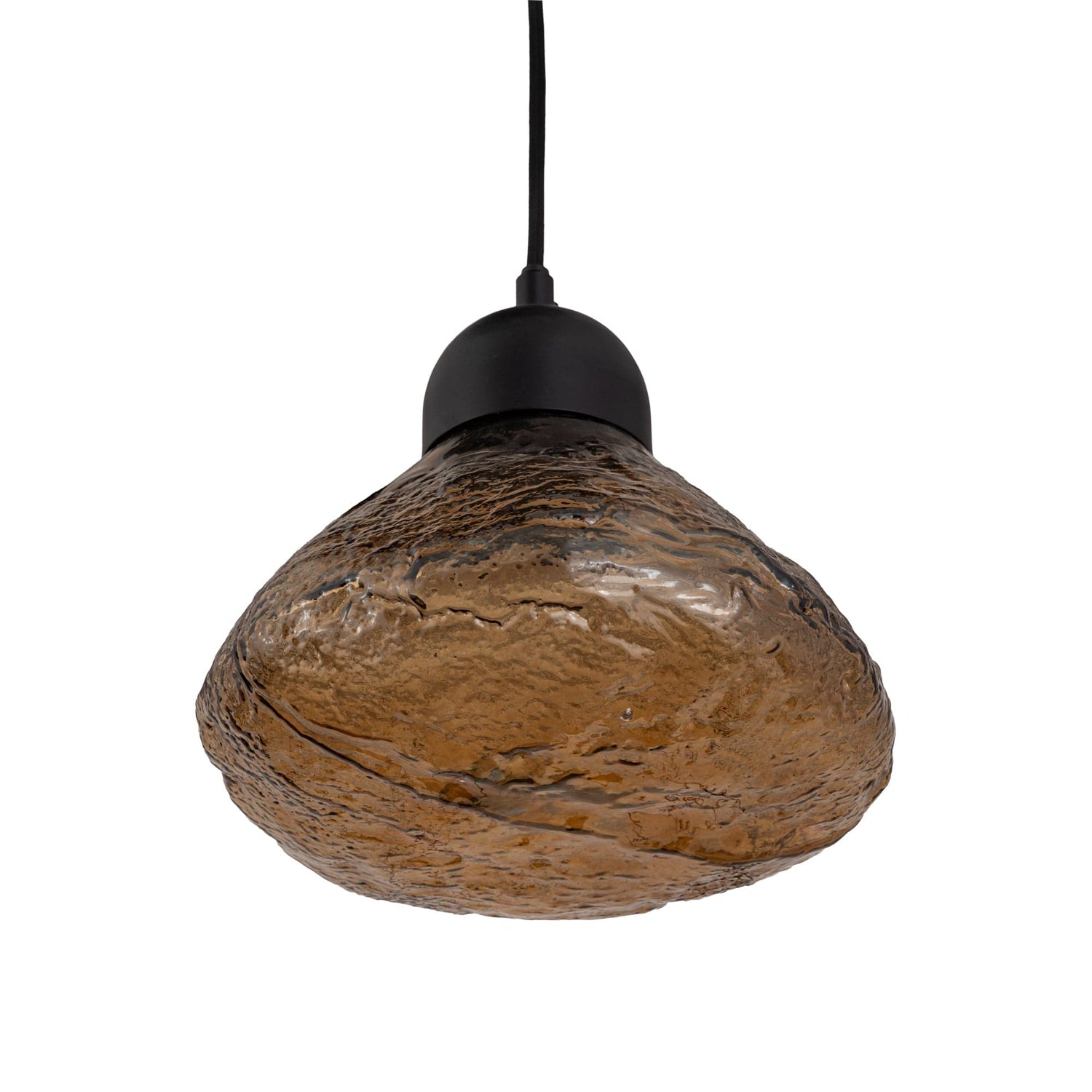 PTMD Anna Brown getextureerde glazen hanglamp 5 lampen groot